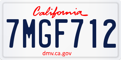 CA license plate 7MGF712