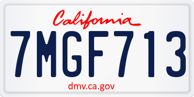 CA license plate 7MGF713