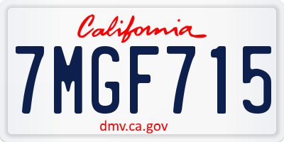 CA license plate 7MGF715