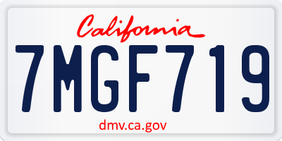 CA license plate 7MGF719