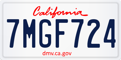 CA license plate 7MGF724