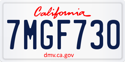 CA license plate 7MGF730