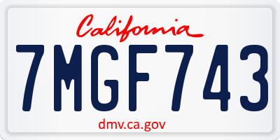 CA license plate 7MGF743