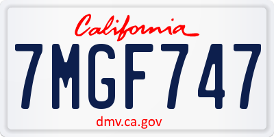 CA license plate 7MGF747