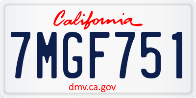 CA license plate 7MGF751