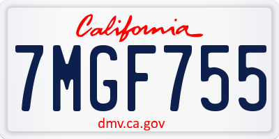 CA license plate 7MGF755