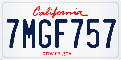 CA license plate 7MGF757