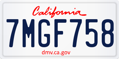 CA license plate 7MGF758