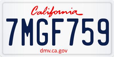 CA license plate 7MGF759