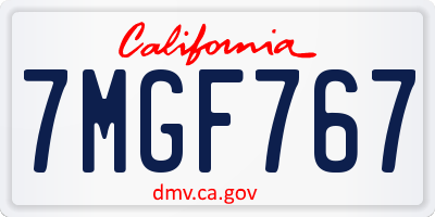 CA license plate 7MGF767
