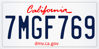 CA license plate 7MGF769
