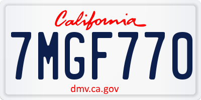 CA license plate 7MGF770