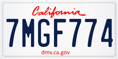 CA license plate 7MGF774