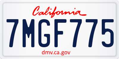 CA license plate 7MGF775