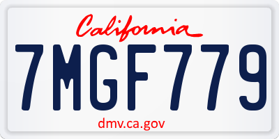 CA license plate 7MGF779