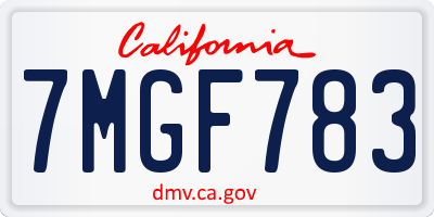 CA license plate 7MGF783