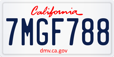 CA license plate 7MGF788