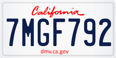 CA license plate 7MGF792
