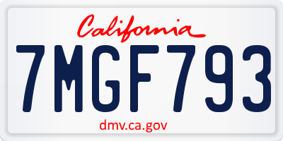 CA license plate 7MGF793