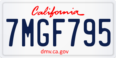 CA license plate 7MGF795