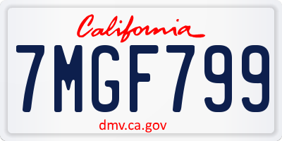 CA license plate 7MGF799
