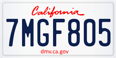 CA license plate 7MGF805