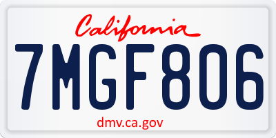 CA license plate 7MGF806