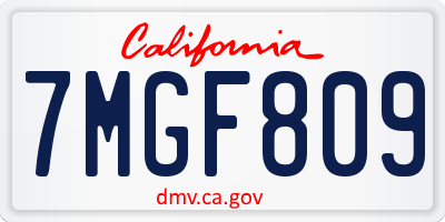 CA license plate 7MGF809