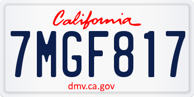 CA license plate 7MGF817