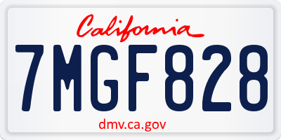 CA license plate 7MGF828