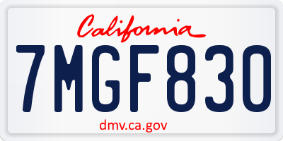 CA license plate 7MGF830