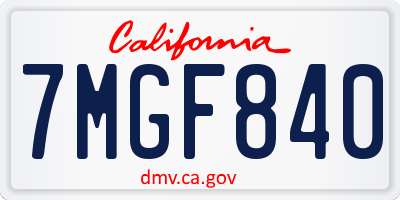 CA license plate 7MGF840