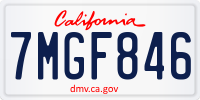 CA license plate 7MGF846