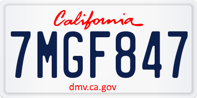 CA license plate 7MGF847