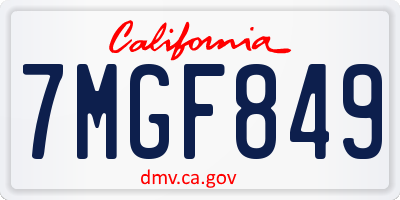 CA license plate 7MGF849