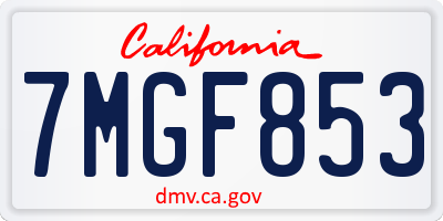 CA license plate 7MGF853