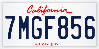 CA license plate 7MGF856