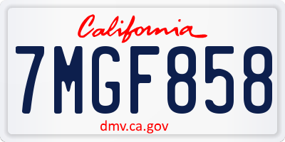 CA license plate 7MGF858