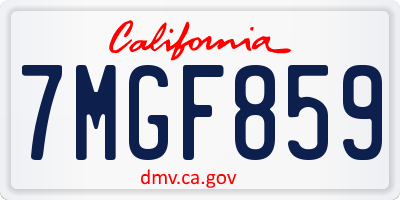 CA license plate 7MGF859