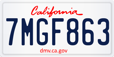 CA license plate 7MGF863