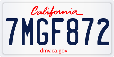 CA license plate 7MGF872