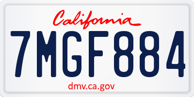 CA license plate 7MGF884