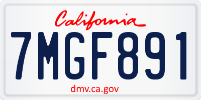 CA license plate 7MGF891