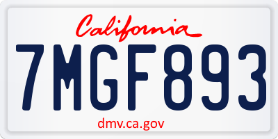 CA license plate 7MGF893