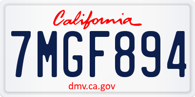 CA license plate 7MGF894