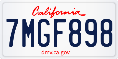 CA license plate 7MGF898