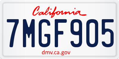 CA license plate 7MGF905