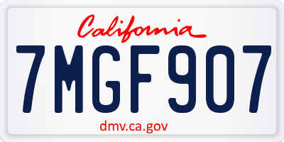 CA license plate 7MGF907