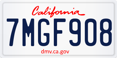 CA license plate 7MGF908