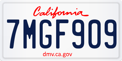 CA license plate 7MGF909